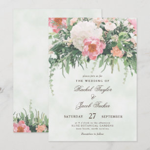 Convite Vintage Blush Roses Rosa Watercolor Casamento Flor