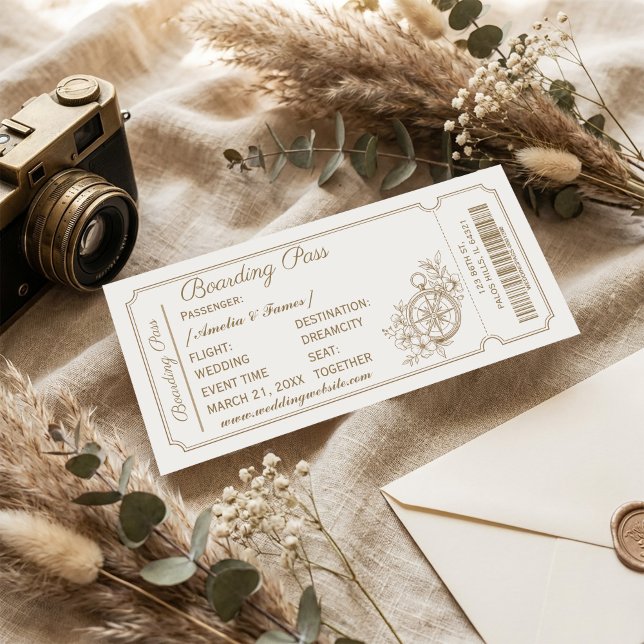 Convite Vintage Boarding Pass Wedding Invitation | Elegant (#WeddingInvitation
#BoardingPassWedding
#TravelWedding
#DestinationWedding
#VintageWedding
#WeddingI)