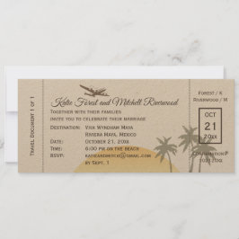 Convite Vintage Boating Pass Wede RSVP em Kraft