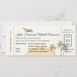 Convite Vintage Boembarque Pass Weding on ecru Invitation