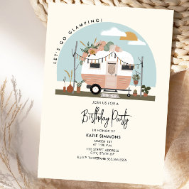 Convite Vintage Boho Camper Glaming Festa de aniversário