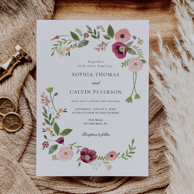 Convite Vintage Boho Floral Wedding (Criador carregado)