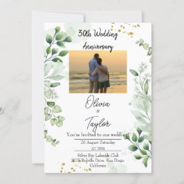 Convite Vintage Boho Greenery Wedding Anniversary