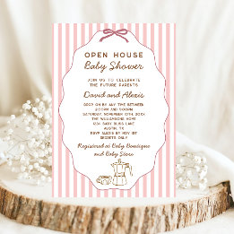 Convite Vintage Bonjour Bebe Casa Aberta Menina Chá de Beb