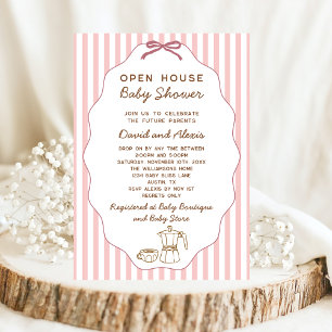 Convite Vintage Bonjour Bebe Casa Aberta Menina Chá de Beb