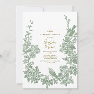 Convite Vintage Botanical First Communitation