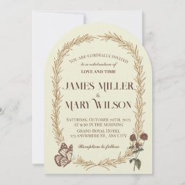 Convite Vintage Botanical Oval Wedding Invite