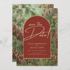 Convite Vintage Botanical Terracotta Florals Arch WEDDING