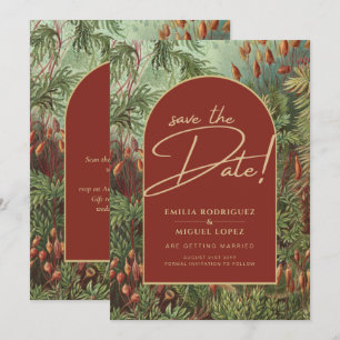 Convite Vintage Botanical Terracotta Florals Arch WEDDING