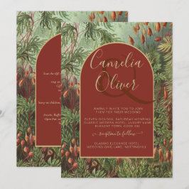 Convite Vintage Botanical Terracotta Florals Arch WEDDING