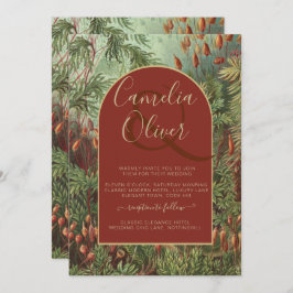 Convite Vintage Botanical Terracotta Florals Arch WEDDING