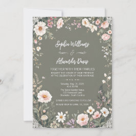 Convite Vintage Botanical Wedding