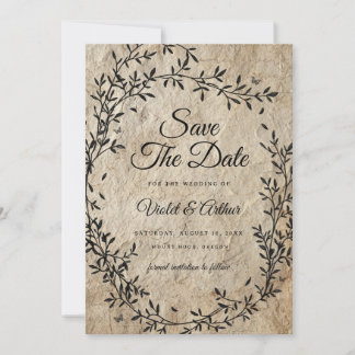 Convite Vintage Botanical Wreath Casamento Salva A Data