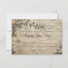 Convite Vintage Botanical Wreath Weditation RSVP