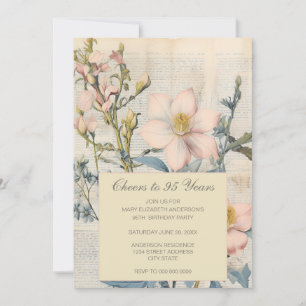 Convite Vintage Botânico de Flores Silvestres Aniversário