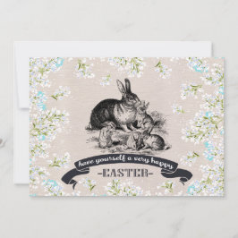Convite Vintage Bunnies Custom Páscoa Brunch