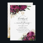 Convite Vintage Burgundy - Marsala e Dourado Bat Mitzvah<br><div class="desc">Vintage marsala (burgundy) e dourshabby-chic flores bat mitzvah convidam com sotaque de ameixa e preto.</div>
