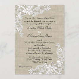 Convite Vintage Burlap e Lace Weds