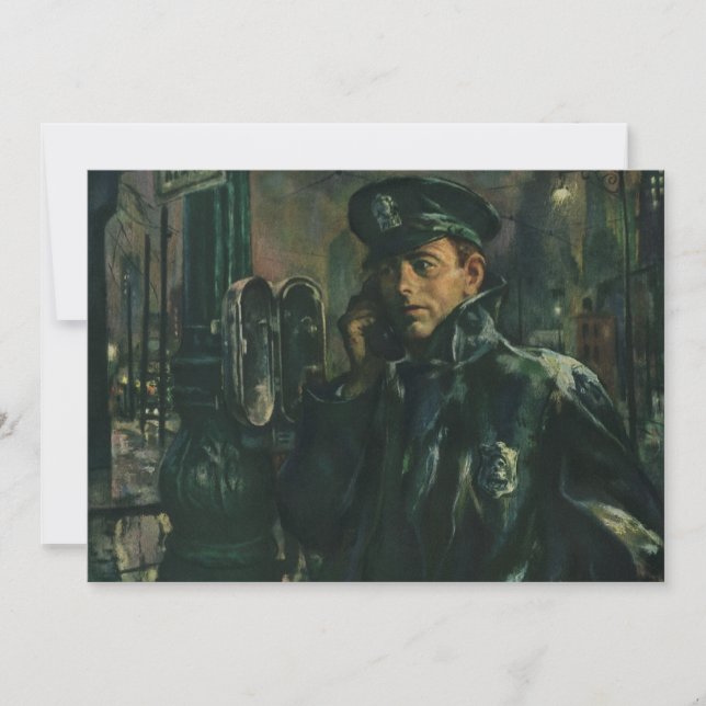 Convite Vintage Business, Policial no Telefone de Emergênc (Frente)