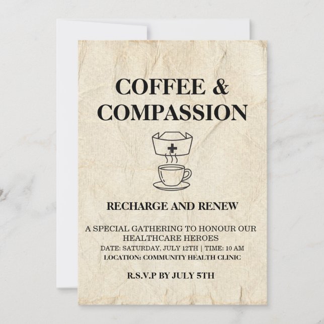 Convite Vintage | café & compaixão (Frente)