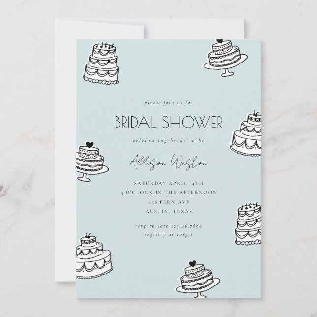 Convite Vintage Cake Bridal Shower Invitation (Frente)