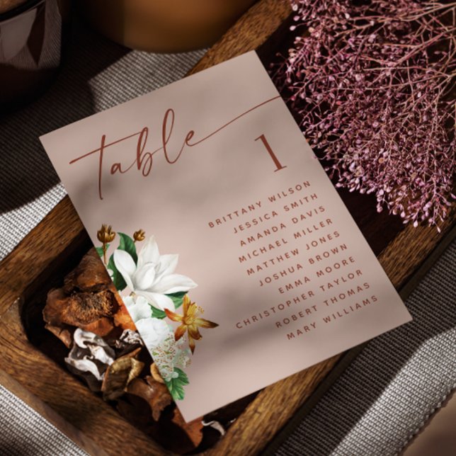 Convite Vintage camellia. Gráfico de assentos de casamento (Criador carregado)