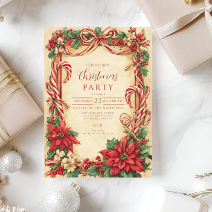 Convite Vintage Candy Cane Christmas