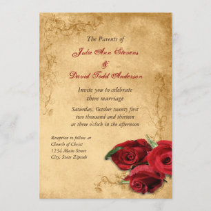 Convite Vintage Caramel Brown & Rosa Wedding