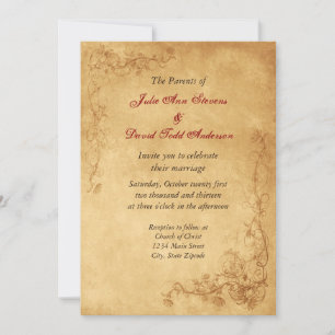 Convite Vintage Caramel Brown Wedding