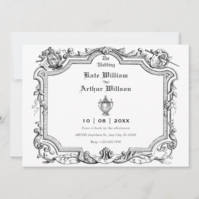 Convite Vintage, casamento artístico (Frente)