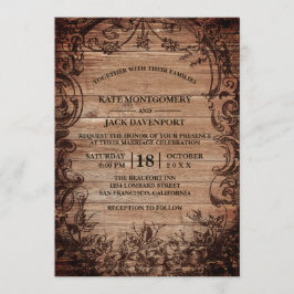 Convite Vintage Casamento Russo De Madeira Gravada