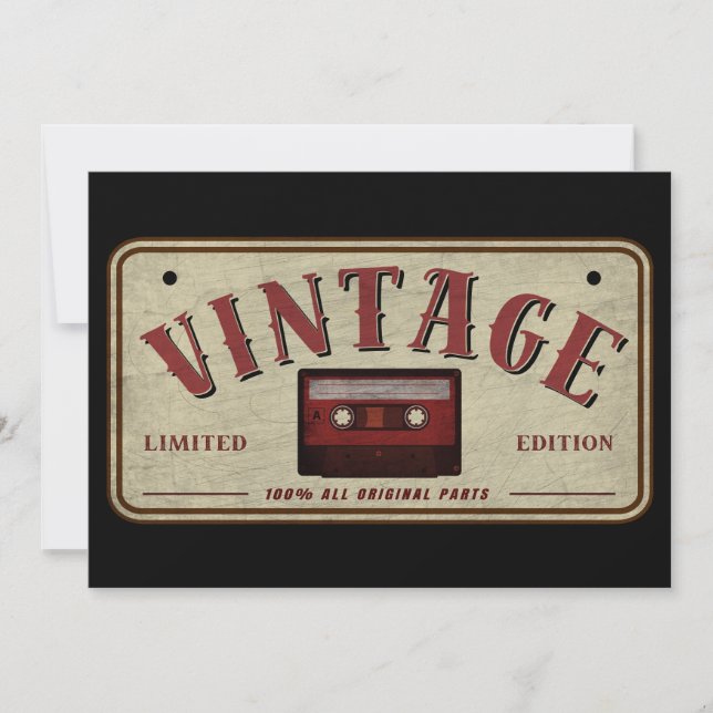 Convite Vintage Cassette Tape Limited Edition Music Lover (Frente)