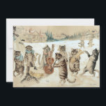 Convite Vintage Cat Christmas Carol Louis Wain Art<br><div class="desc">Carol Singing,  arte aquática de Louis William Wain. Cena De Inverno Vintage - Gatos Antropomororfos Jogando Instrumentos Sobre Neve</div>