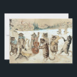 Convite Vintage Cat Christmas Carol Louis Wain Art<br><div class="desc">Carol Singing,  arte aquática de Louis William Wain. Cena De Inverno Vintage - Gatos Antropomororfos Jogando Instrumentos Sobre Neve</div>