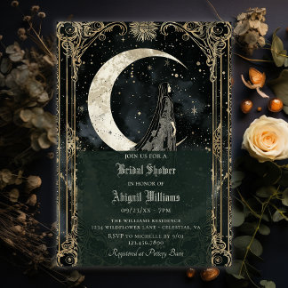Convite Vintage Celestial Lua Stars Mística Chá de panela