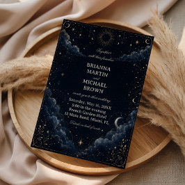 Convite Vintage Celestial Meia-Noite