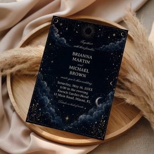 Convite Vintage Celestial Meia-Noite