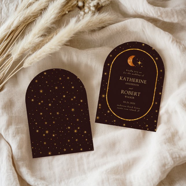 Convite Vintage Celestial Moon Stars Casamento (Criador carregado)
