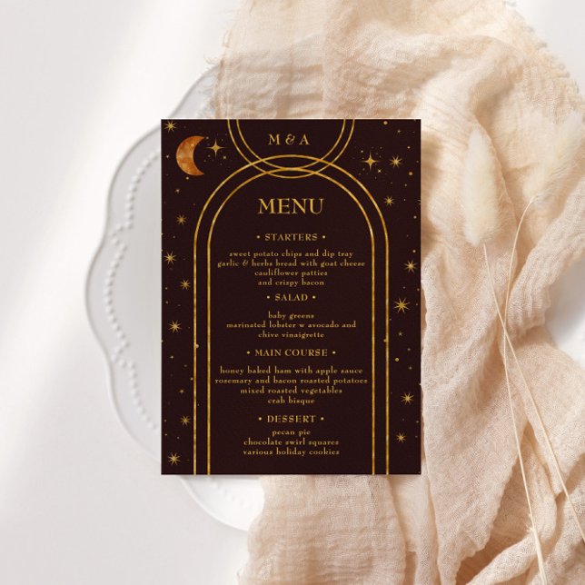Convite Vintage Celestial Moon Stars Menu Janto Casamento (Criador carregado)