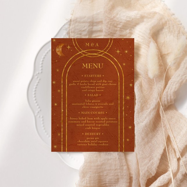 Convite Vintage Celestial Moon Stars Menu Janto Casamento (Criador carregado)