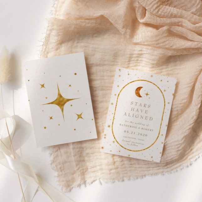 Convite Vintage Celestial Moon Stars Salvar Data (Criador carregado)