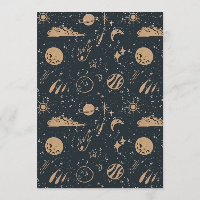 Convite Vintage Celestial Space Pattern (Frente)