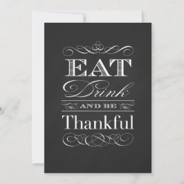 Convite Vintage Chalkboard Classic Janto de Ação de Graças