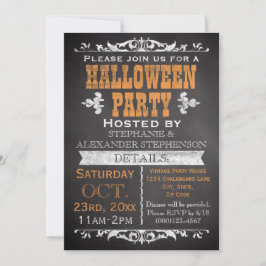 Convite Vintage Chalkboard Halloween Party Personalizado