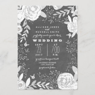 Convite Vintage Chalkboard Inspirou Casamento de Jardim
