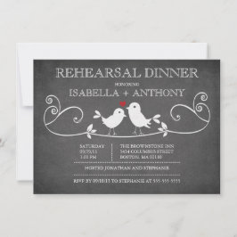 Convite Vintage Chalkboard Love Birds Janto de ensaio