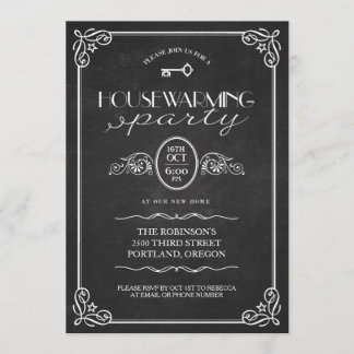 Convite Vintage Chalkboard New Home Housearming Party