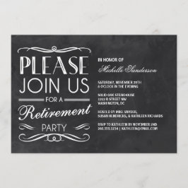 Convite Vintage Chalkboard Retirement Party
