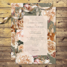 Vintage Champagne Romântico Beige & Sage Floral
