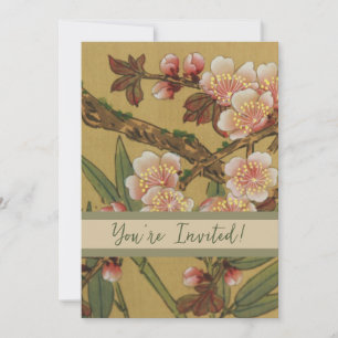 Convite Vintage Cherry Blossoms Asiáticos Flores Japonesas